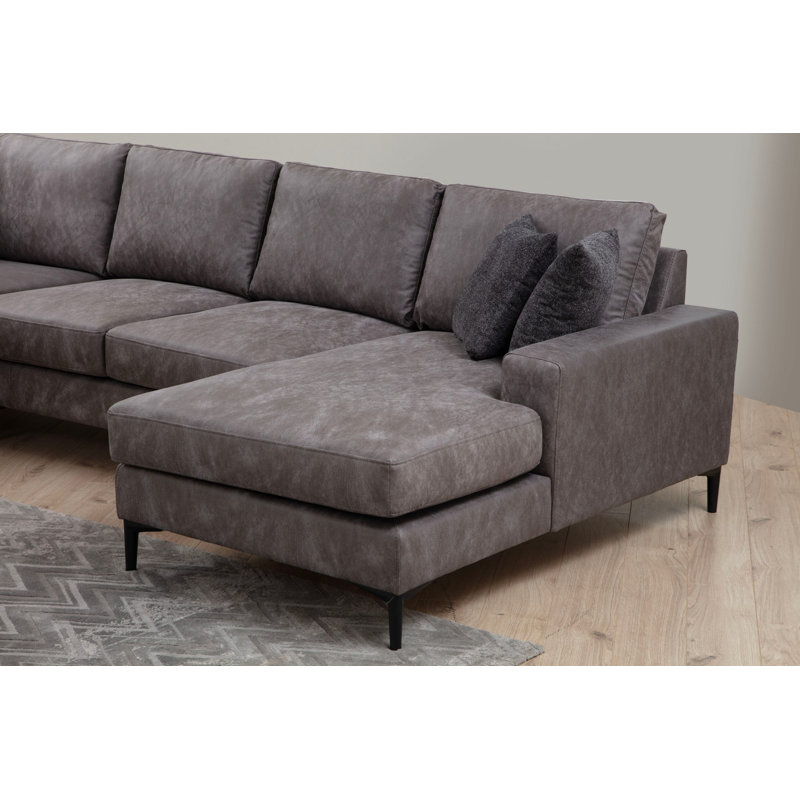 Stylish Corner Sofa, Anthracite Color, 78.7 x 123.6 x 59.1 inches | Beech Wood & Chipboard Frame, 100% Polyester Fabric, Dry-Cleanable | Soft Grey Foam & Silicone Foam Cushions for Ultimate Comfort