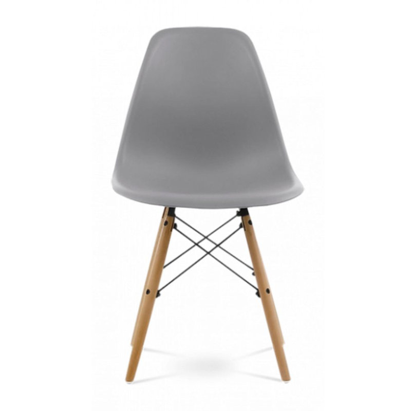 Paris Colored Dining Chair With Natural Wood Legs, Gray
