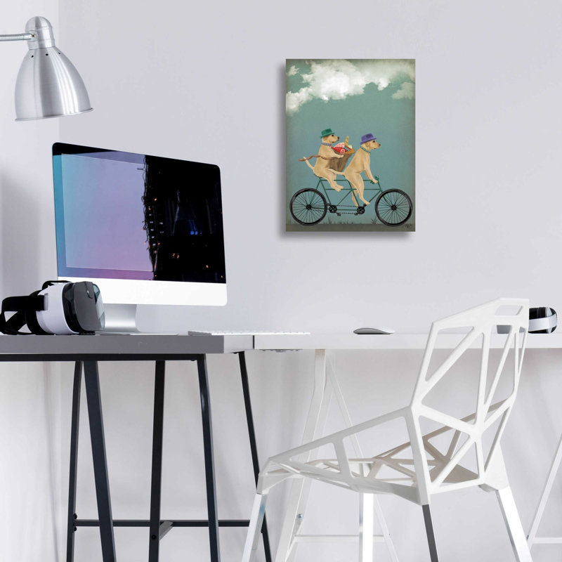 «Yellow Labrador Tandem» par Fab Funky, art mural en verre acrylique, H 16 po x l 12 po x P 0,13 po