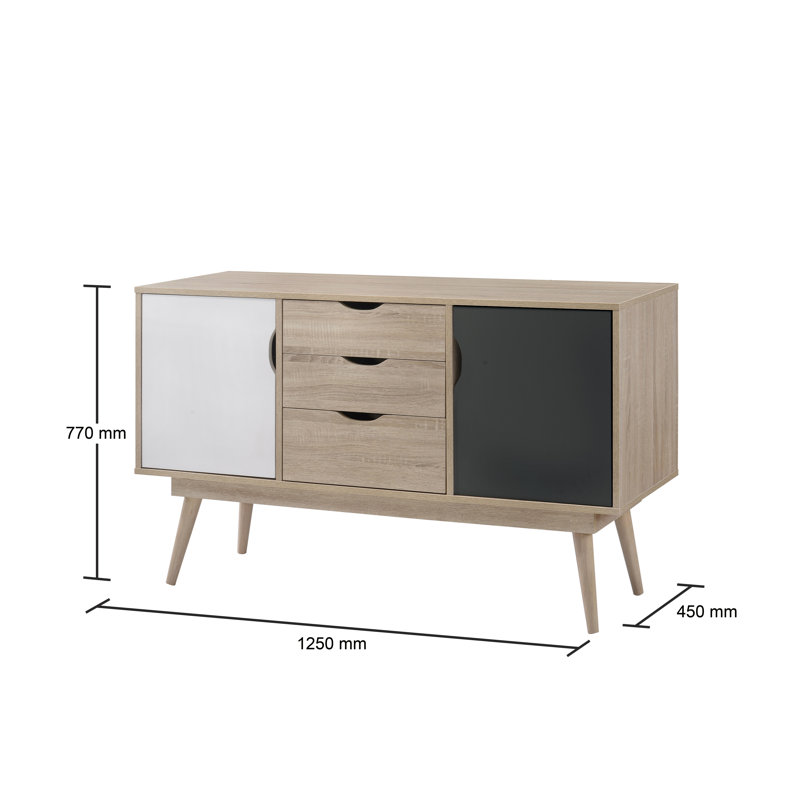 Caroline 125cm Sideboard, Sonoma Oak/White/Grey