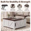 Table basse à plateau relevable carré 35,6 po avec prises de courant intégrées et rangement dissimulé-431207372