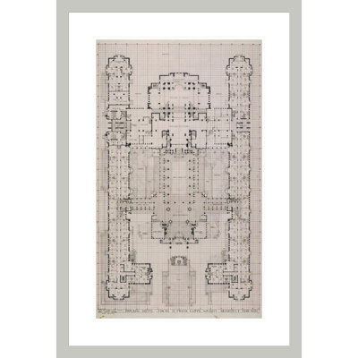 «Imperial Hotel Ground Floor Plan» par Frank Lloyd Wright - Impression giclée encadrée