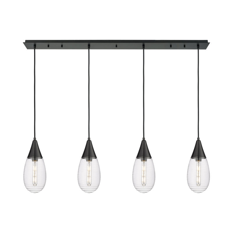 Scheidt 4 - Light Cluster Pendant, Striped Clear, Matte Black