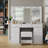Makeup Vanity with Mirror and Lights, 3 Lighting Modes,Vanity Desk with Power Outlet ,9 Drawers Makeup Table with Chair, Glass Top vanity set-1556778111