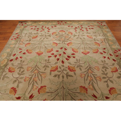 Rectangle Geometric Power Loomed Wool Area Rug