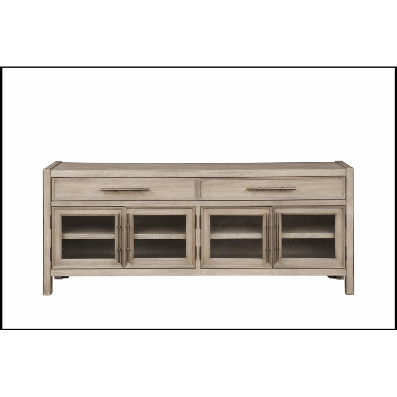 Console de 65 po avec finition chêne, sans assemblage requis, parfaite pour les maisons modernes et traditionnelles