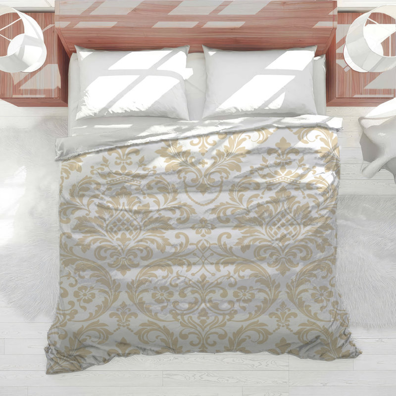 Intricate Beige Damask Comforter, Twin