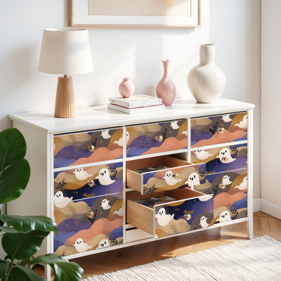 Peel and Stick Wallpaper Contact Paper Cute Ghost Halloween Abstract Self Adhesive and Removable 17.7in x 118in(45x300cm)