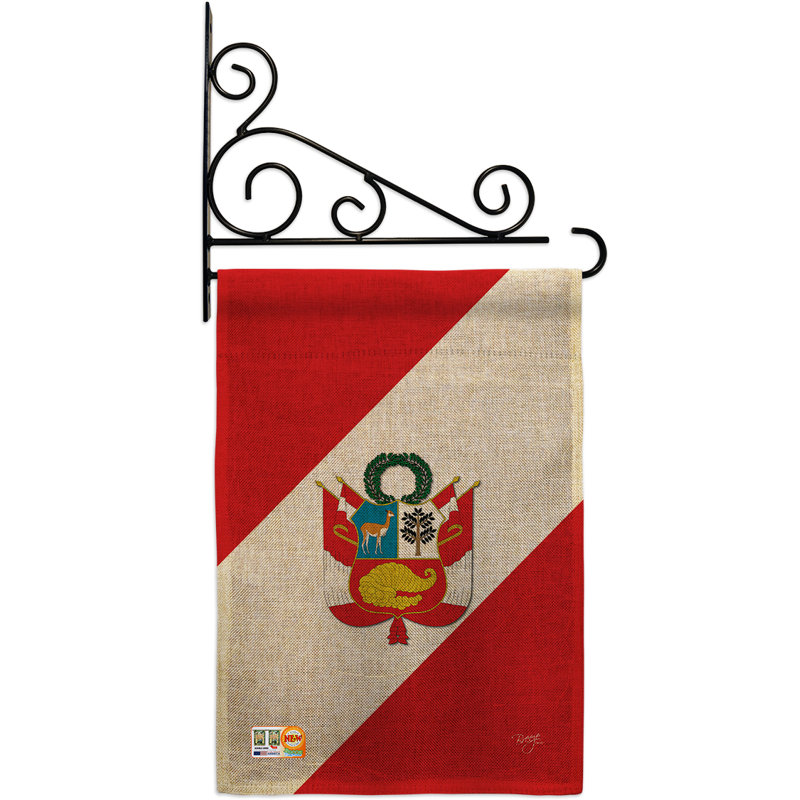 En toile jute à 2 côtés 19 x 13 po pérou drapeau de jardin
