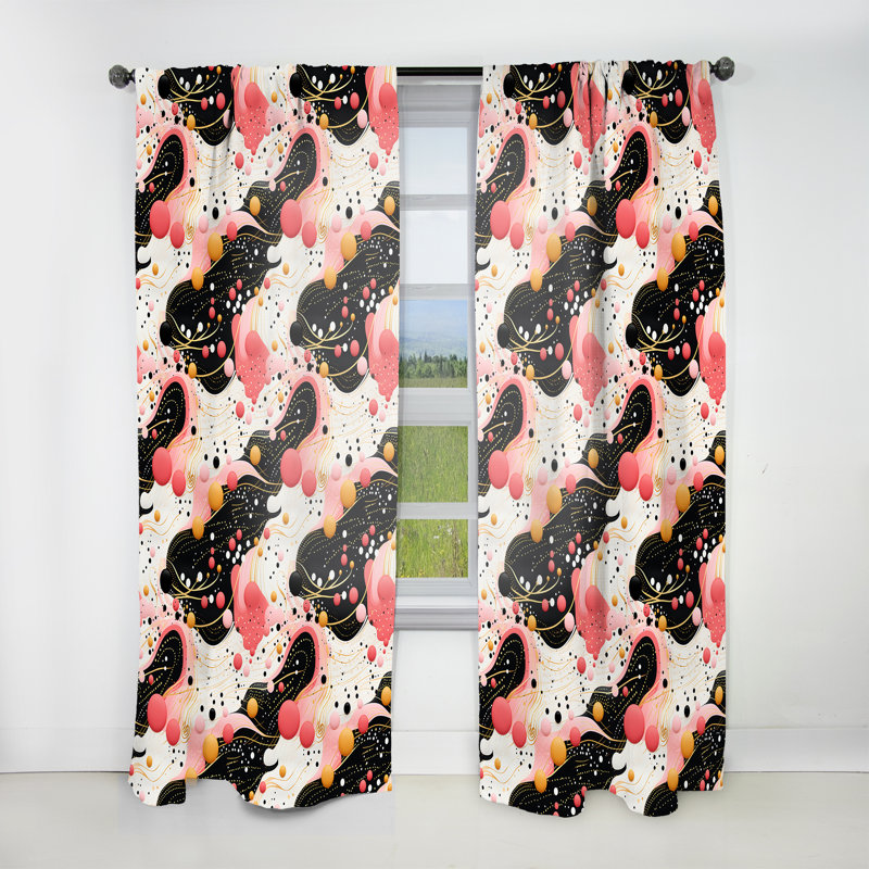 Popart Dynamic Doodle Dots II - Modern Velvet Curtain - Room Darkening - 1 panel, 52" W x 90" L