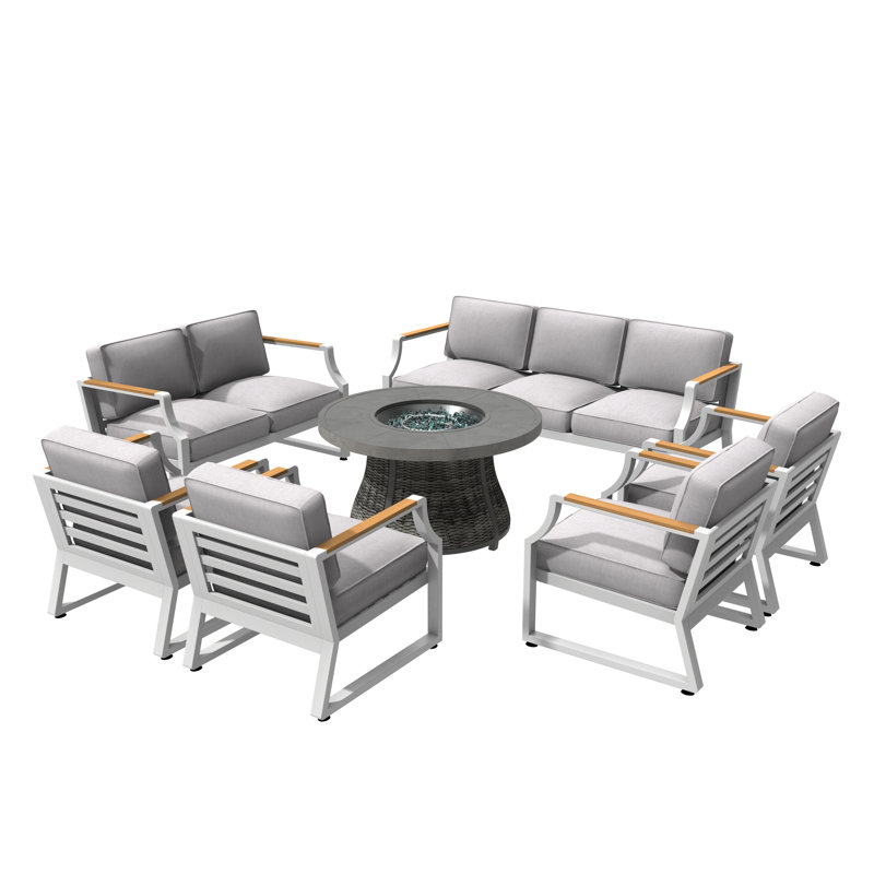 Kimley 9 - Person Patio Conversation Set with Cushions