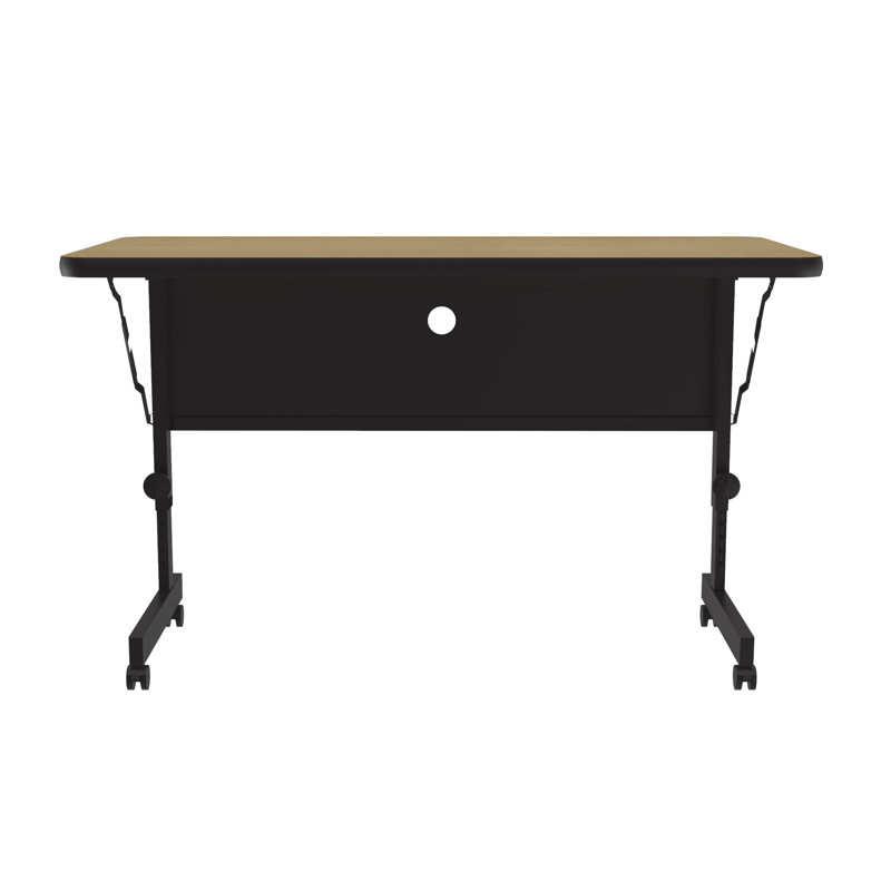 Rectangle 2 Person Height Adjustable Flip Top 48'' L Modular Training Table with Casters