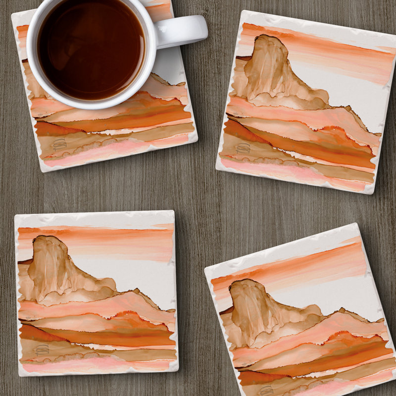 Desertscape 4 Pack Tumbled Tile Stone Coasters