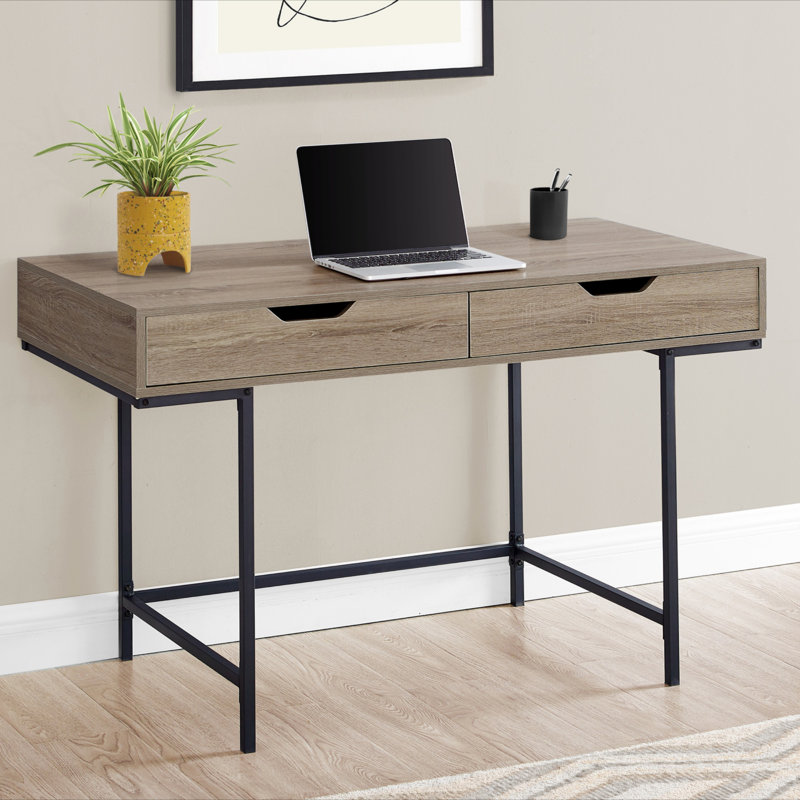 Computer Desk, Home Office, Laptop, Storage Drawers, 48"L, Work, Laminate, Metal, Contemporary, Modern, Taupe, Black