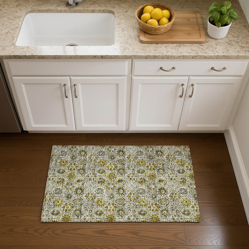 Premium Machine Washable Mayfield AMF1938 Floral Rug, Rectangle 1'8" x 2'6"