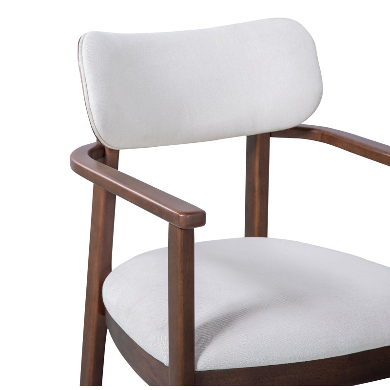 Chaises de salle à manger rembourrées Vargas Mid-Century, 4, Coussin beige / structure en noyer