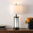 25" Black Metal Table Lamp Set with USB Type-C Ports and Built-in Outlet