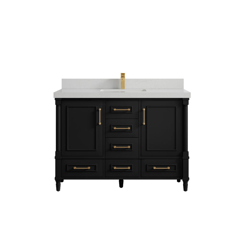 Ensemble de meuble-lavabo simple 48 po Aberdeen, Quartz de Carrare
