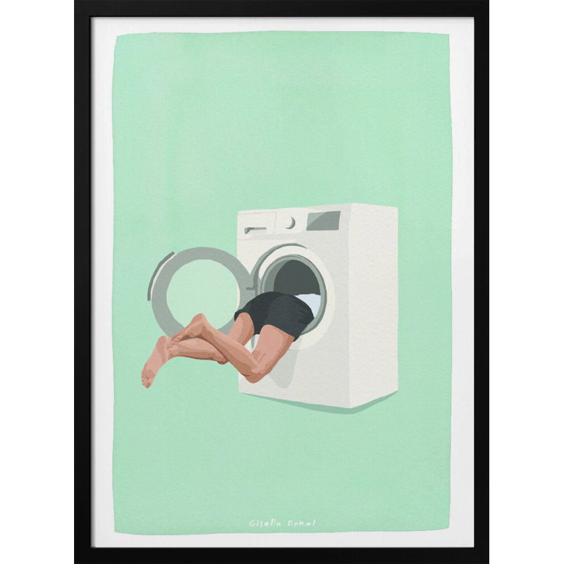Pop Art & Retro "Laundry Quest" par Giselle Dekel, reproduction d'art encadrée, H 30 po x l 20 po
