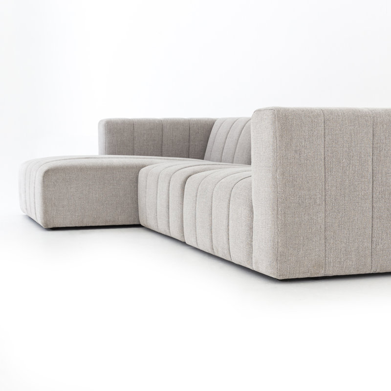 Bowry Upholstered L-Shaped Sectional, Right Hand Facing, Black, Saxon Charcoal Polyester Blend