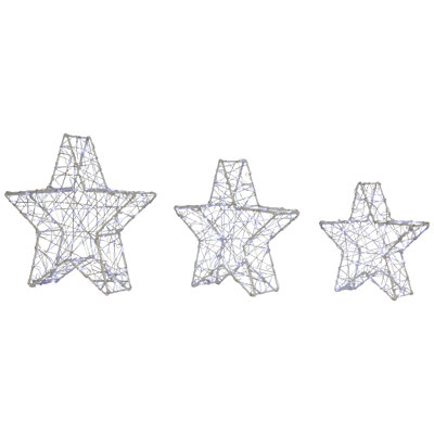 LED Lighted Stars Outdoor Christmas Decorations - 14" - Gold - Set Of 3