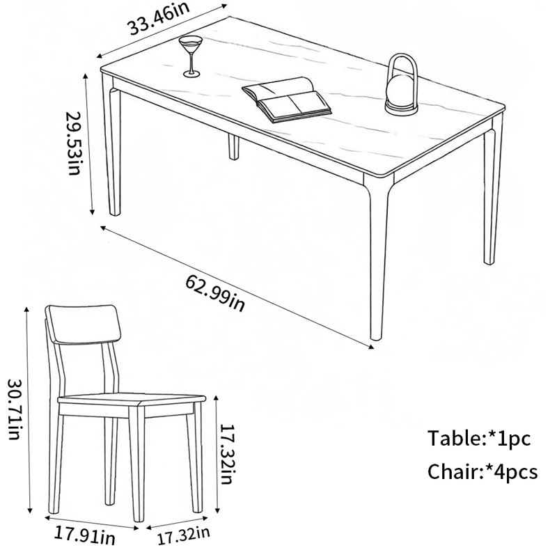 Ensembles de table à manger Fashion, H 29,53 po x l 62,99 po x P 33,46 po