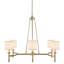 Lustre 6 lumières avec abat-jour tambour en tissu doré antique-1720837442