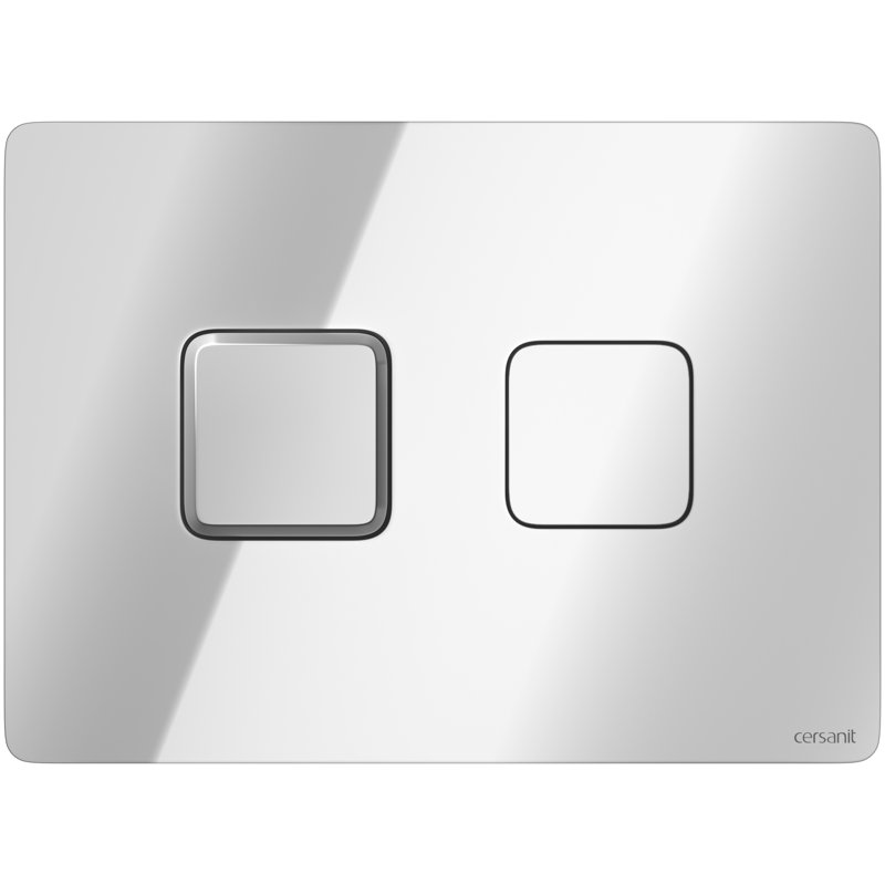 Button Pneumatic Accento Square Glass Black, Gloss Chrome