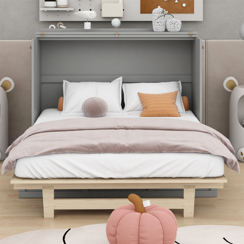 Lit avec rangement Annatina Murphy, Double , Gris