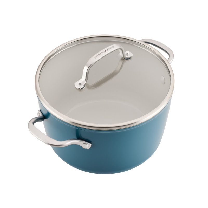 Kitchenaid Hard-Anodized Ceramic Induction Cookware Set, 10 Piece, Agave, Blue
