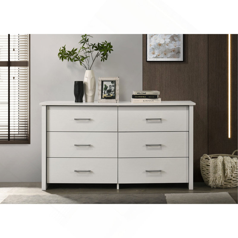 6-Drawer Dresser With Handles, White