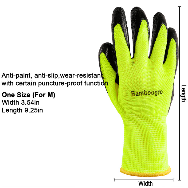Gants de travail en nylon enduit avec poignée, poignet tricoté pour la maison et le jardin, paquet multiple unisexe, 8 paires (moyen, vert)