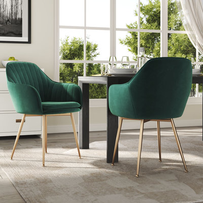 2Pcs Modern Velvet Upholstered Dining Chairs with Legs
