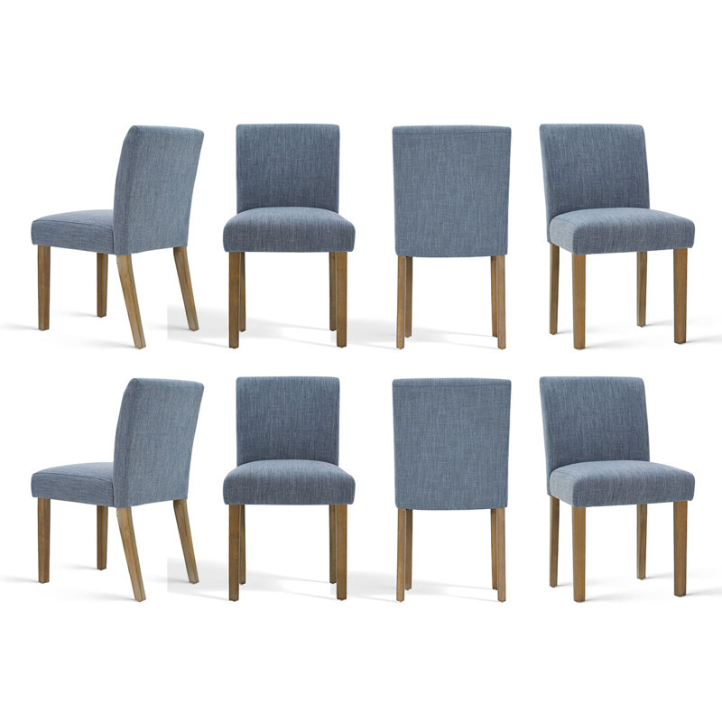 Chaise de salle à manger rembourrée en lin 18,5 po (ensemble de 8), Mélange de lin bleu