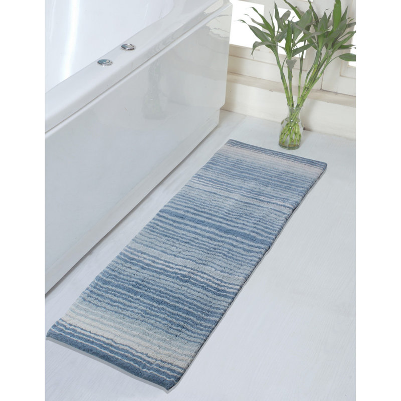 Griffie Plush 100 % Cotton Bath Rug, Blue, Single - 21" L x 54" W