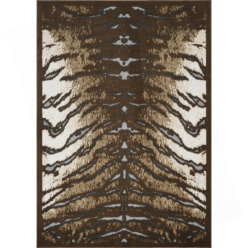 Tapis Hide 7 pi 10 po x 10 pi 3 po Hide, Brun + ivoire