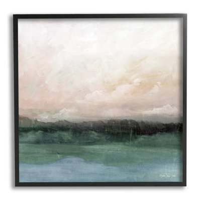 «Rocky Sea Scenic View Impressionist Sublime Cloudy Skies», estampe numérique encadrée noire, art texturé par Stellar Design Studio