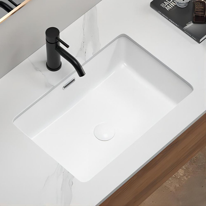 Topcraft 22 X 15 Inch White Rectangular Undermount Bathroom Ceramic Sink