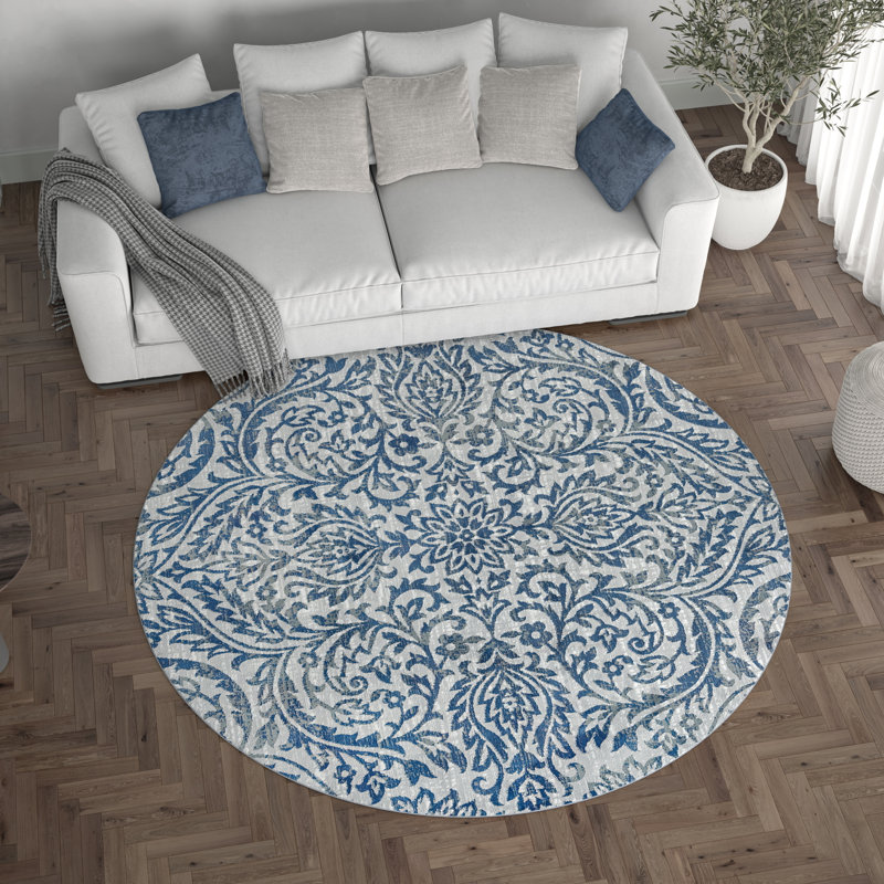 Tapis gris foncé Alverta, Rond 5 pi 3 po