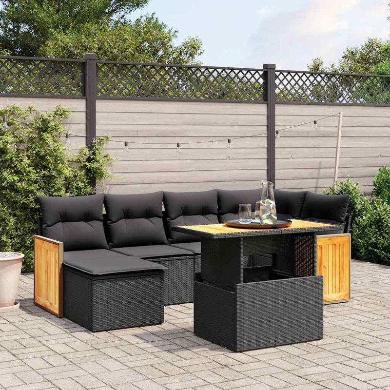 Ensemble de canapé de jardin noir