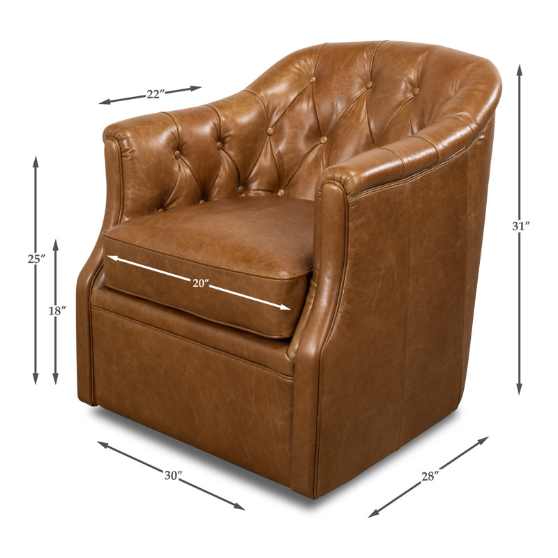 Coolidge Swivel Club Chair, Cuba Brown Genuine Leather