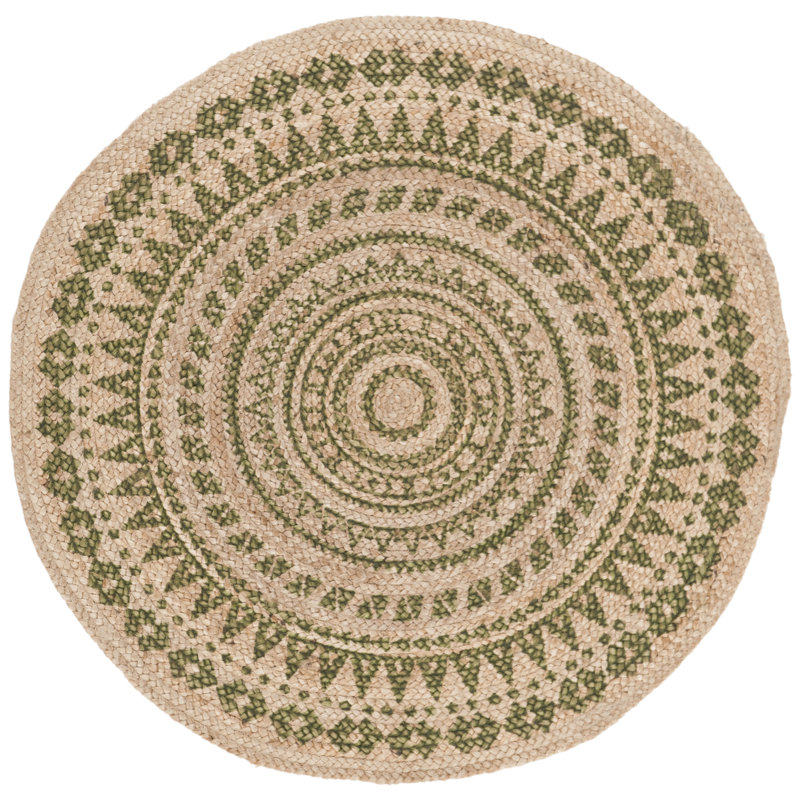 Devaney Hand Woven Jute Southwestern Rug, Round 3' x 3'