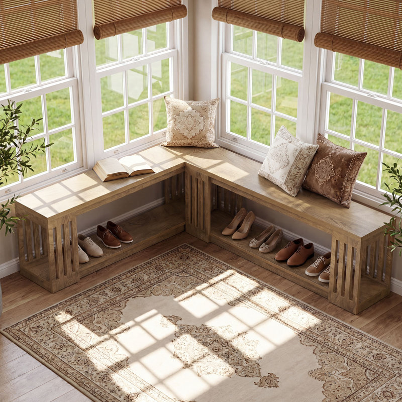 63'' Wood Entryway Bench with Storage