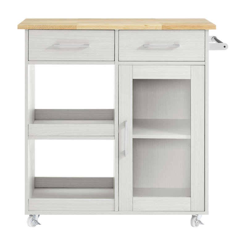 Modway Culinary Kitchen Cart With Towel Bar, White