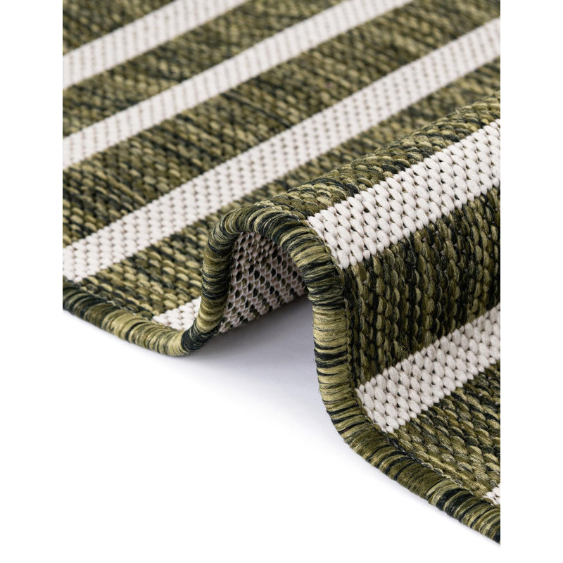 Tapis contemporain Nykeia de couleur verte, Rectangle 2 pi x 3 pi 1 po