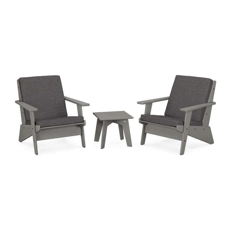 Ensemble 3 pièces Riviera Modern Lounge, Gris ardoise, Gris anthracite cendré