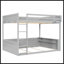 Grand lit superposé en bois avec tablettes intégrées, rangement, lumière DEL et station de charge USB, gris