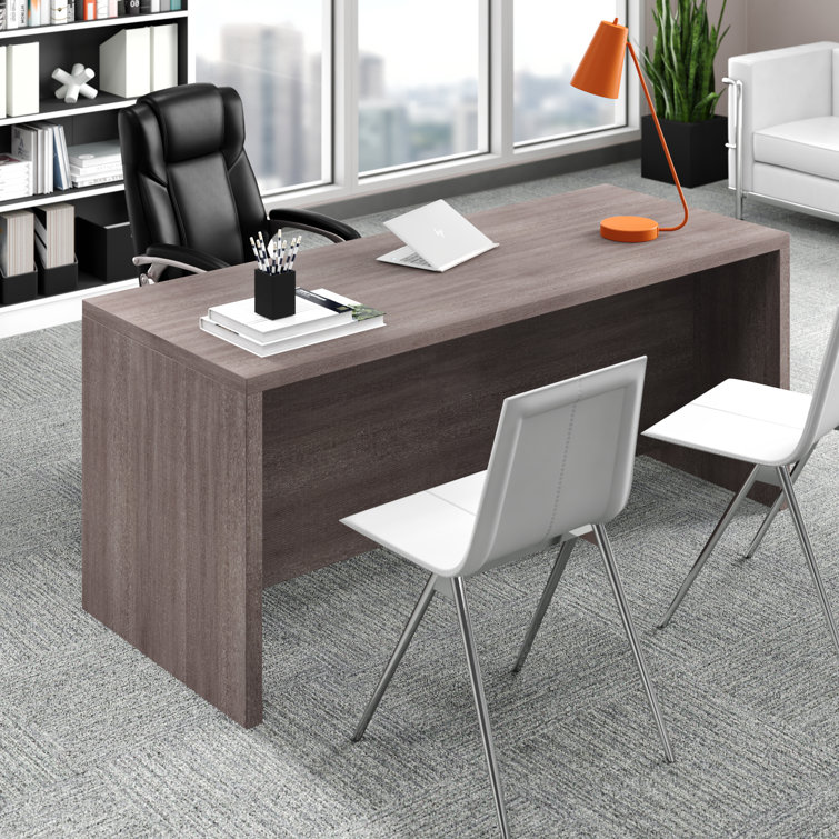 Idael Solid Wood Top Metal Base Desk Shell