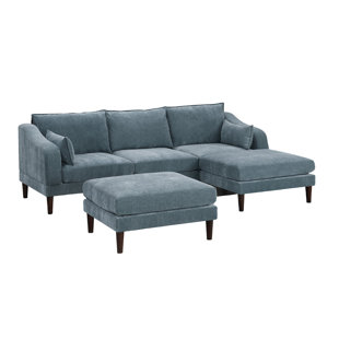 5Pcs Modular Sectional Set One Arm Chairs Armless Chair Ottomans L-Shaped Sectional Morgan Fabric