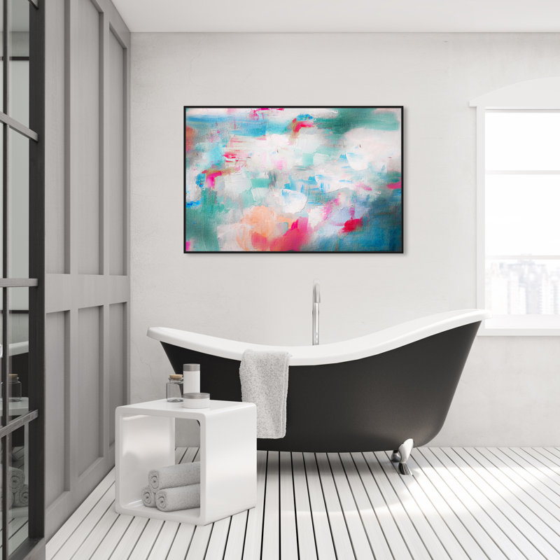 «Abstract Hug Me», peinture sur toile, Toile avec cadre noir, H 30 po x l 45 po